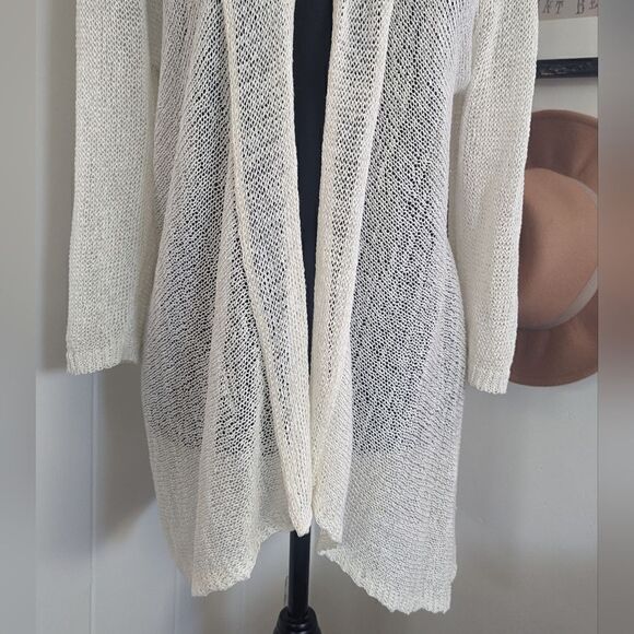 Eileen Fisher White Linen Knit Open Weave sz MD EUC - Picture 4 of 9